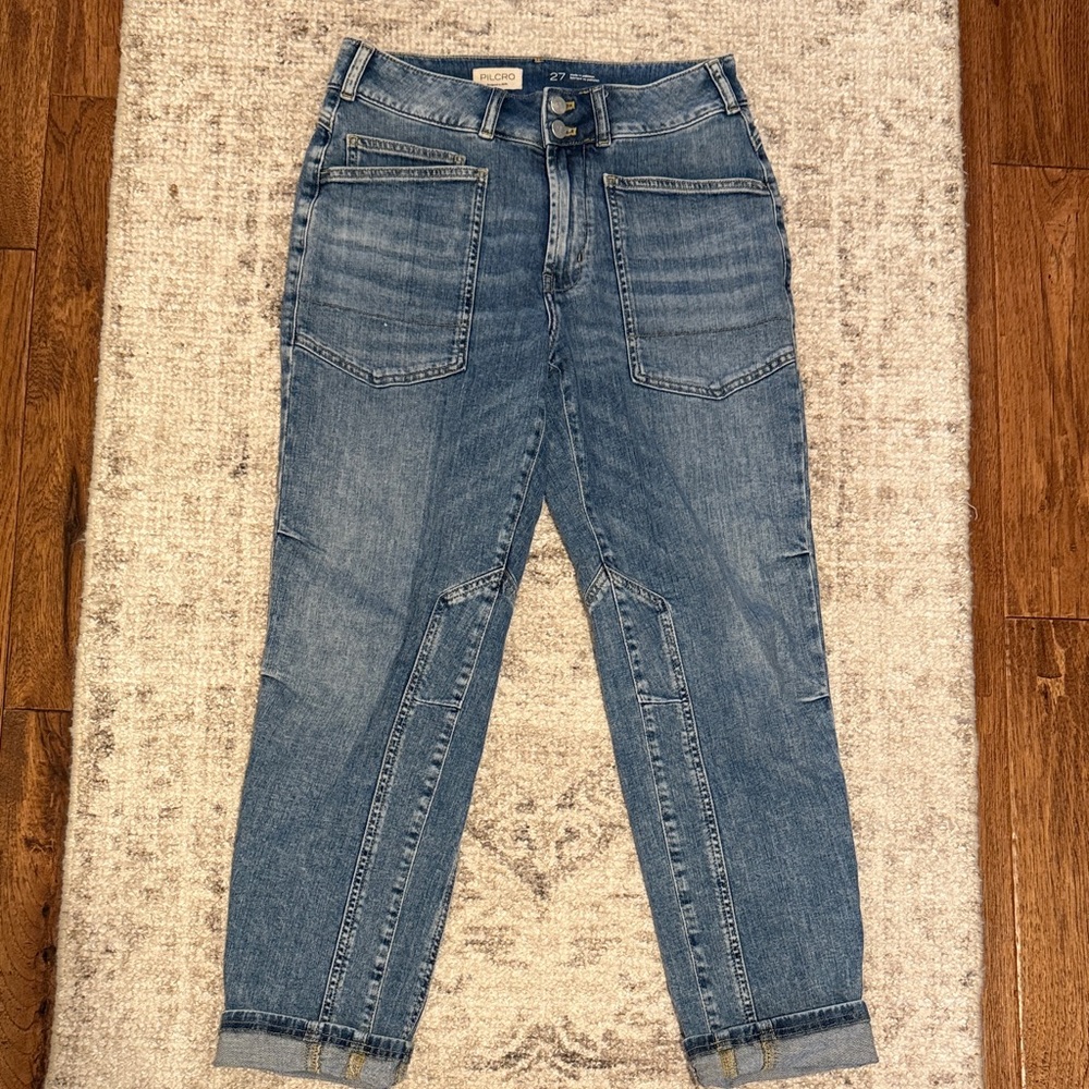 Pilcro The Wanderer Midrise Relaxed Blue Jeans